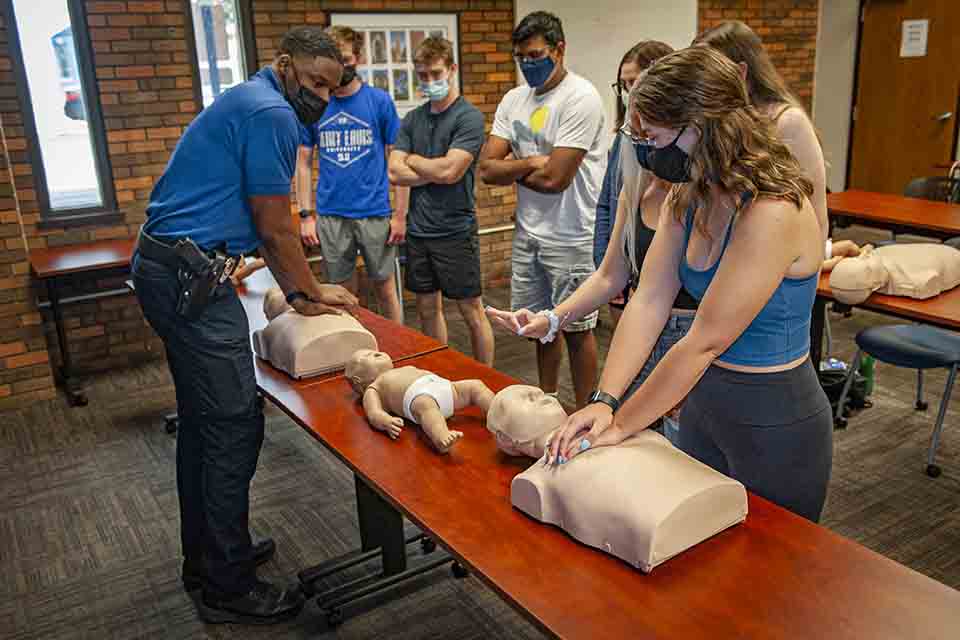 CPR Class A DPS officer conducting CPR training
