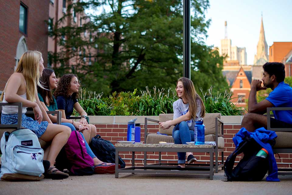 SLU Students on Grand Patio SLU Students on Grand Patio