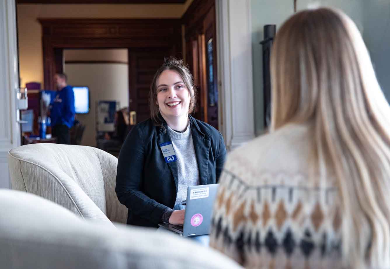 A student meeting with their admission counselor