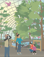 1904 World's Fair Flight Cage at the Saint Louis Zoo 1904 Flight Cage at the Saint Louis Zoo, illustration by Janet Muhm