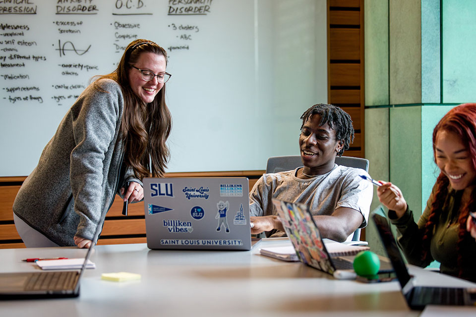 Studygroup Students participate in a study group in the Sinquefield Science and Engineering Center.