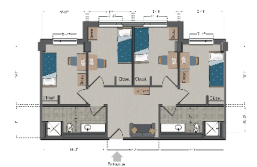 Grand Hall Single Semi Suite Floor Plan (4-person) Grand Hall Single Semi Suite Floor Plan (4-person)