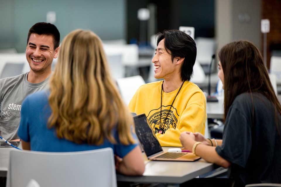 Interprofessional Education at SLU Students around a table interact in a college classroom