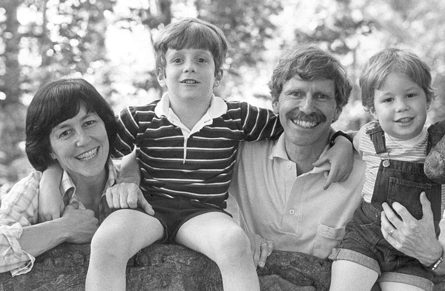 Roger Goldman with his family A black and white of photo of Roger Goldman and his family