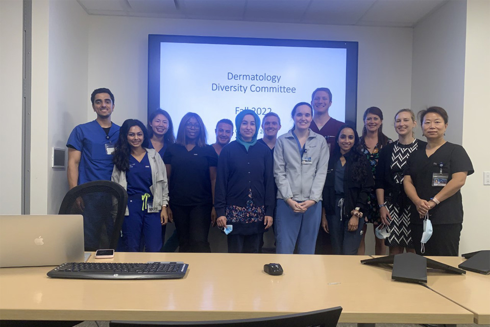 Members of the Department of Dermatology's Diversity and Inclusion Committee gather at their fall 2022 meeting Members of the Department of Dermatology's Diversity and Inclusion Committee gather at their fall 2022 meeting