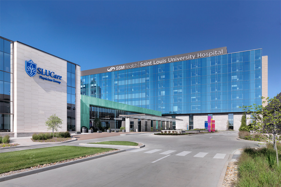 An exterior image of the SSM Health Saint Louis University Hospital and the Center for Specalized Medicine An exterior image of the SSM Health Saint Louis University Hospital and the Center for Specalized Medicine