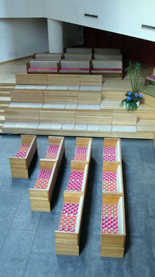 Interior view of St. Peter's Lutheran Church Interior view of St. Peter's Lutheran Church, looking down over the pews