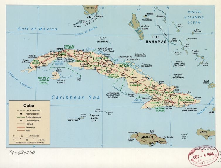 1994 Map of Cuba. Courtesy of the Library of Congress. A map of Cuba dated 1994