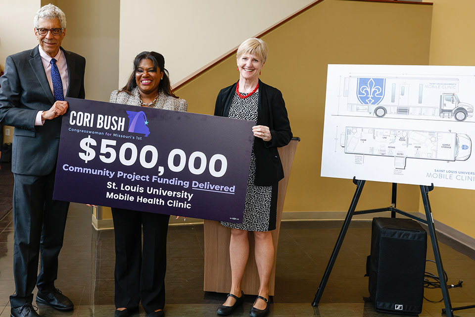 Mobile Health Clinic funding event Mobile Health Clinic funding presentation eventLU President