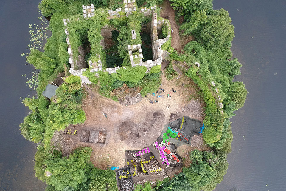 lough-key-excavations An overhead look at the excavations at the Rock of Lough Key.