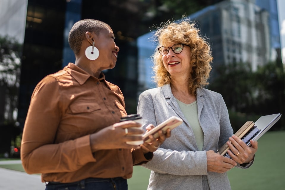 Close-up of two people, an instructor and student