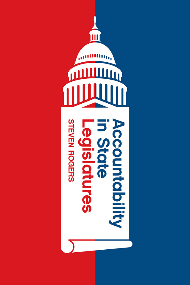 Red, white, and blue cover of "Accountability in State Legislatures"